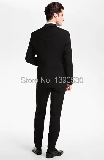 Черная атласная шаль на заказ смокинг из 100% шерсти с отворотом одной пуговице