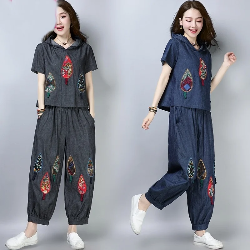 Женский комплект из двух предметов Толстовка и штаны в традиционном китайском