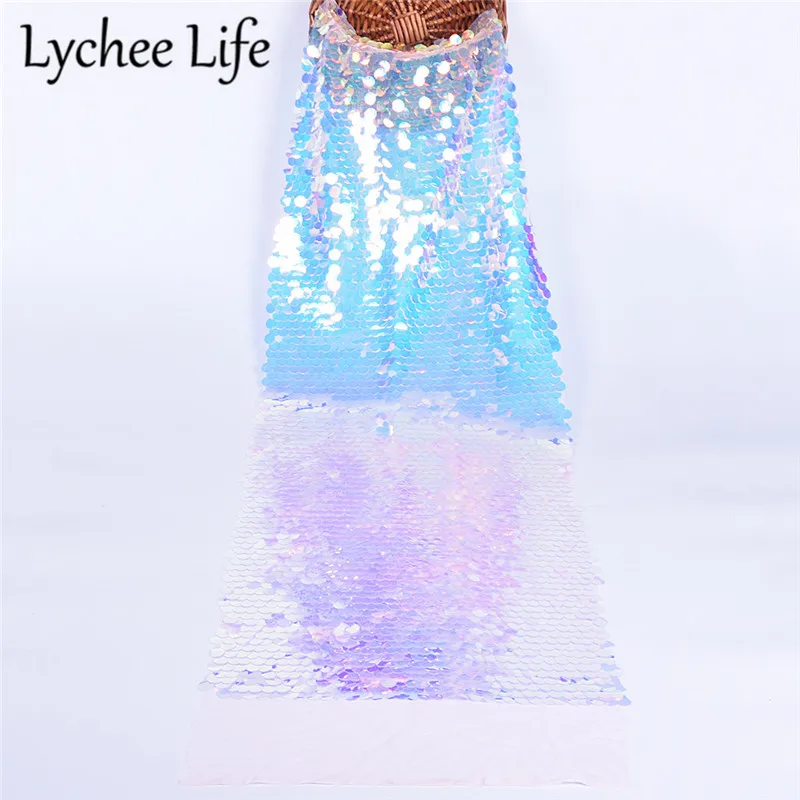 Lychee Life блестки Лазерная кружевная ткань 18 мм красочная полиэфирная ткань DIY домашний ручной работы швейное платье одежда аксессуары