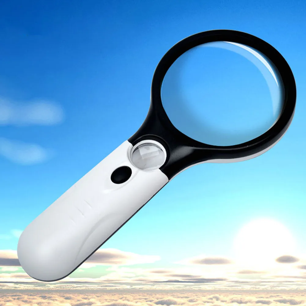 45x Handheld Magnifying Glass 3 LED Light Mini Pocket Microscope Reading Map Newspaper Lens Lamp Magnifier Jewelry Loupe E0 | Инструменты