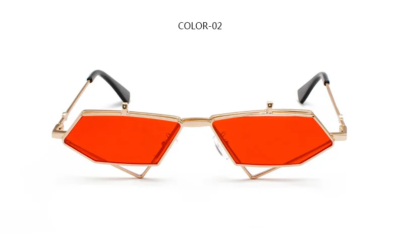 LEIDISEN Flip Up Steampunk Sunglasses Men Women Vintage Metal Frame Triangle Sunglass Female Brand Fashion Glasses UV400 - Цвет линз: 02