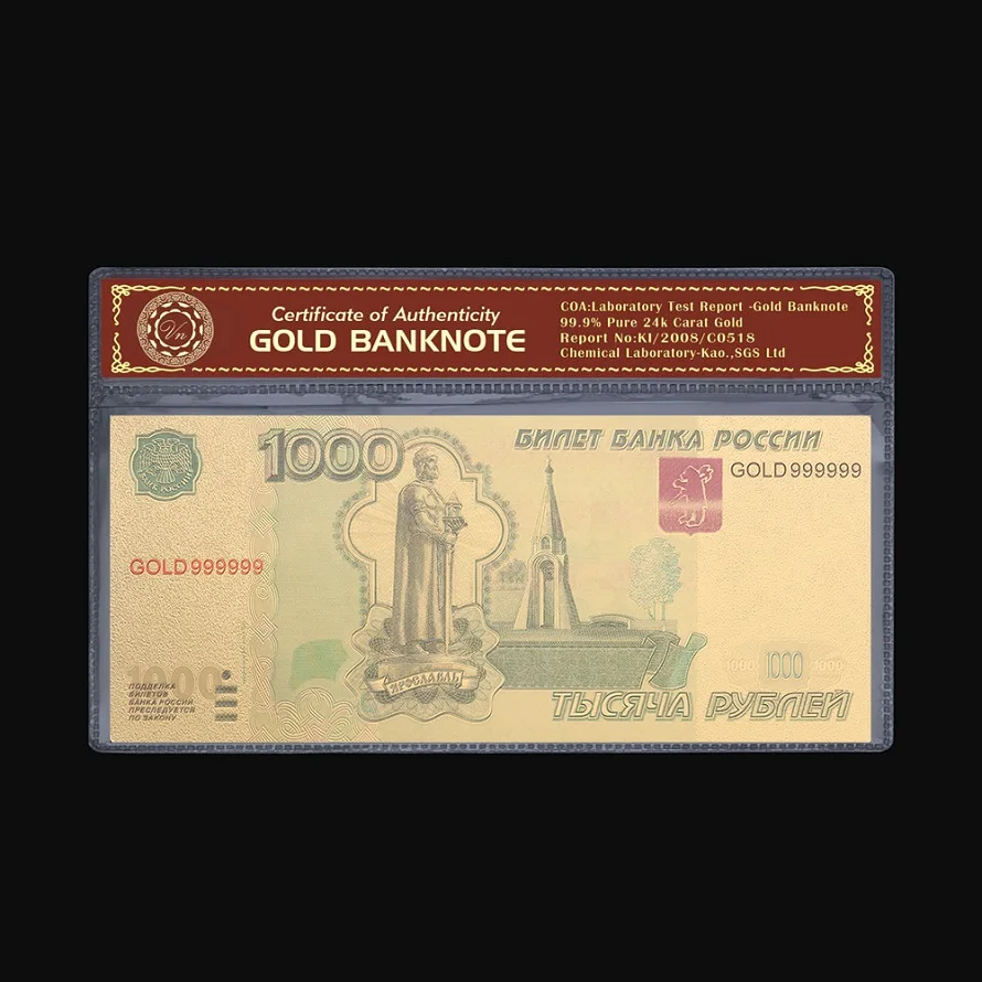 VN019G-1000 VNFURU 1000 рубль золотые банкноты кремлевское здание сад 24 К золото 999999 монета банкнота Золотая фольга поддельный сбор бумажных денег - Цвет: VN019G-1000