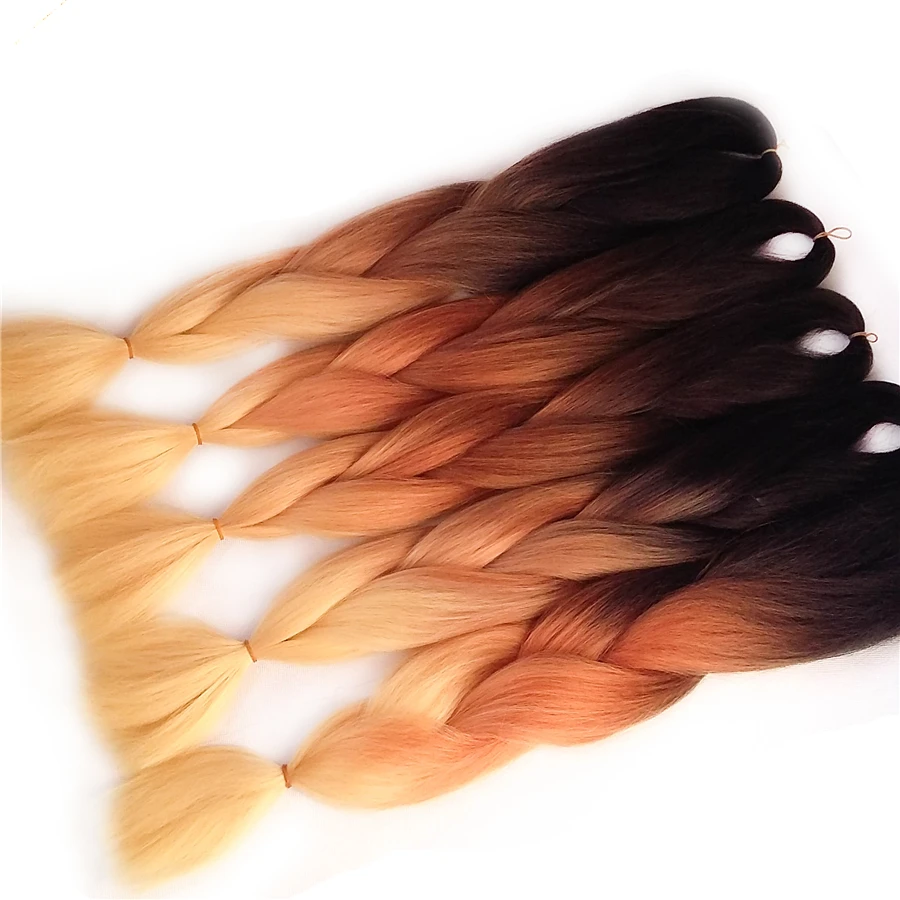 Три Тона Ломбер Цвет Синтетического Крючком Косы Гавана Мамбо Поворот 24 inch