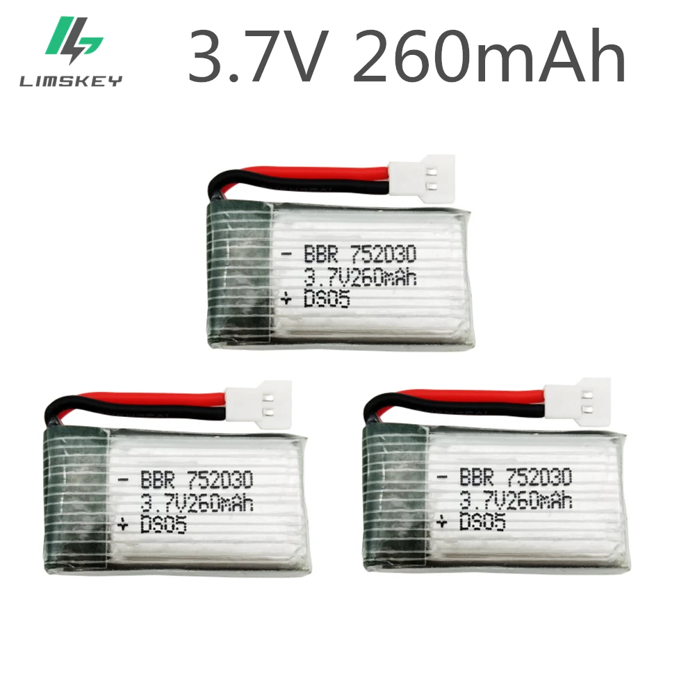 

3 шт. 3,7 в 260 мА/ч Дрон Lipo батарея 751732 для радиоуправляемого квадрокоптера H8 H48 Mini H8 Запчасти для обновленной емкости аккумулятор