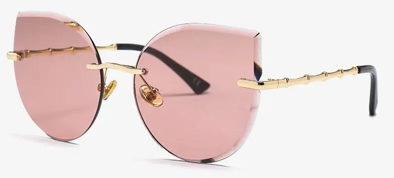C5 champagne lens Роскошные без оправы Солнцезащитные очки «кошачий глаз» Для женщин Италия Брендовая Дизайнерская обувь градиентные солнцезащитные очки для женщин негабаритных оттенков прозрачные очки - Цвет линз: C5 champagne lens