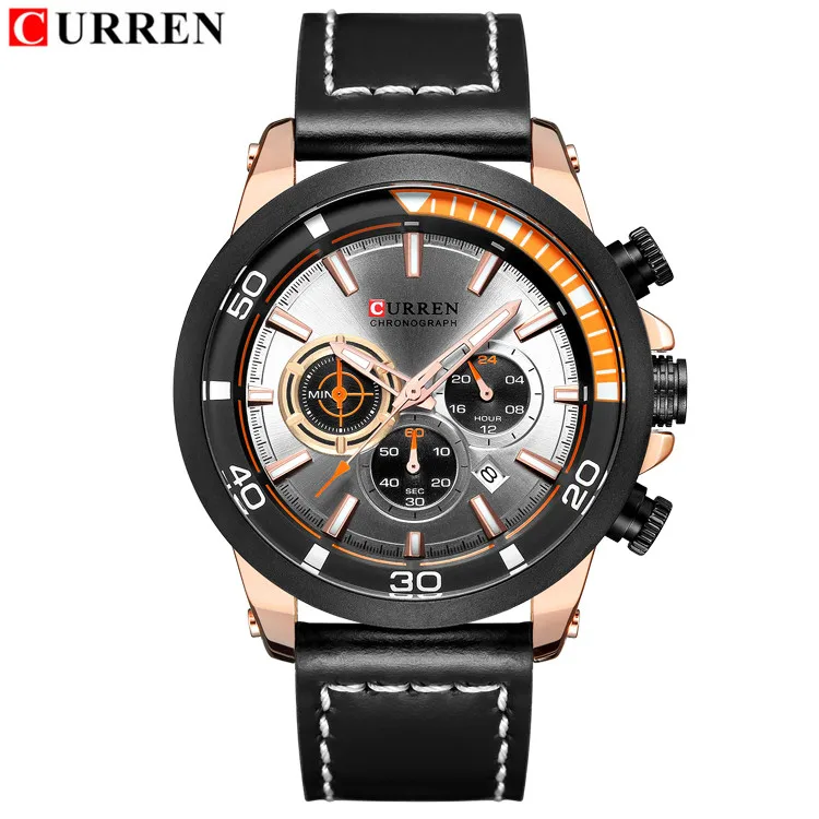 rose gray Новинка curren 8310 мужские s часы лучший бренд класса люкс Мужские Военные Спортивные кварцевые кожаные часы на запястье часы erkek saat Relogio Masculino - Цвет: rose gray