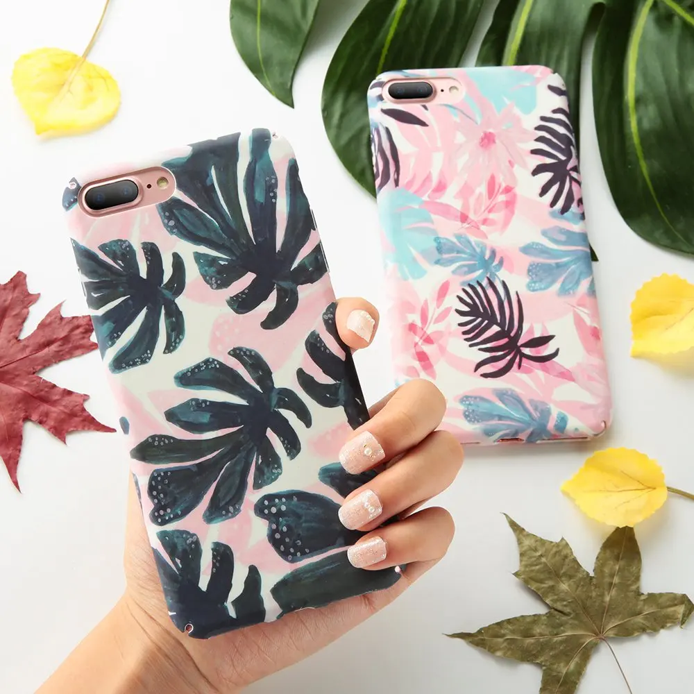 KISSCASE чехол для телефона айфон 7 8 Plus Мода листьев жесткий защитный на Xs MAX XR XS 6 6s