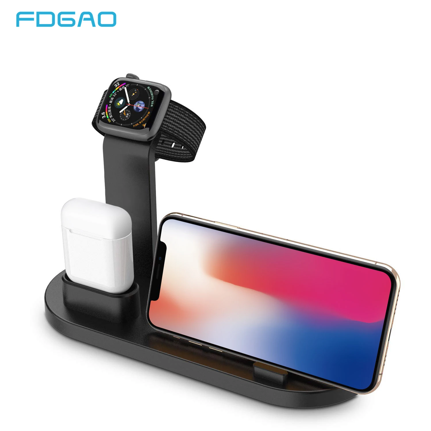 Беспроводная Подставка для зарядки 3 в 1 Apple Watch 4 2 Airpods Type C USB зарядная док станция
