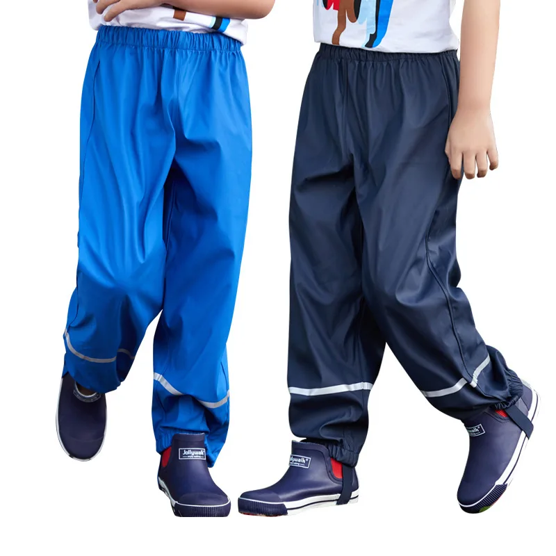 Детские непромокаемые брюки из ПУ кожи с поясом на резинке|Брюки| |