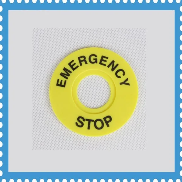 

100pcs 22mm Emergency Stop Warning Ring Plastic Sign Push Button Switch Panel Label Frame outer diameter 60mm