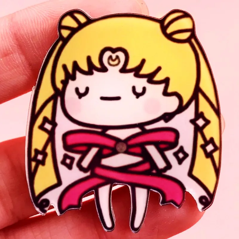 Оптовая продажа 5 шт Мультяшные значки моряк Мун солдат акриловые булавки на