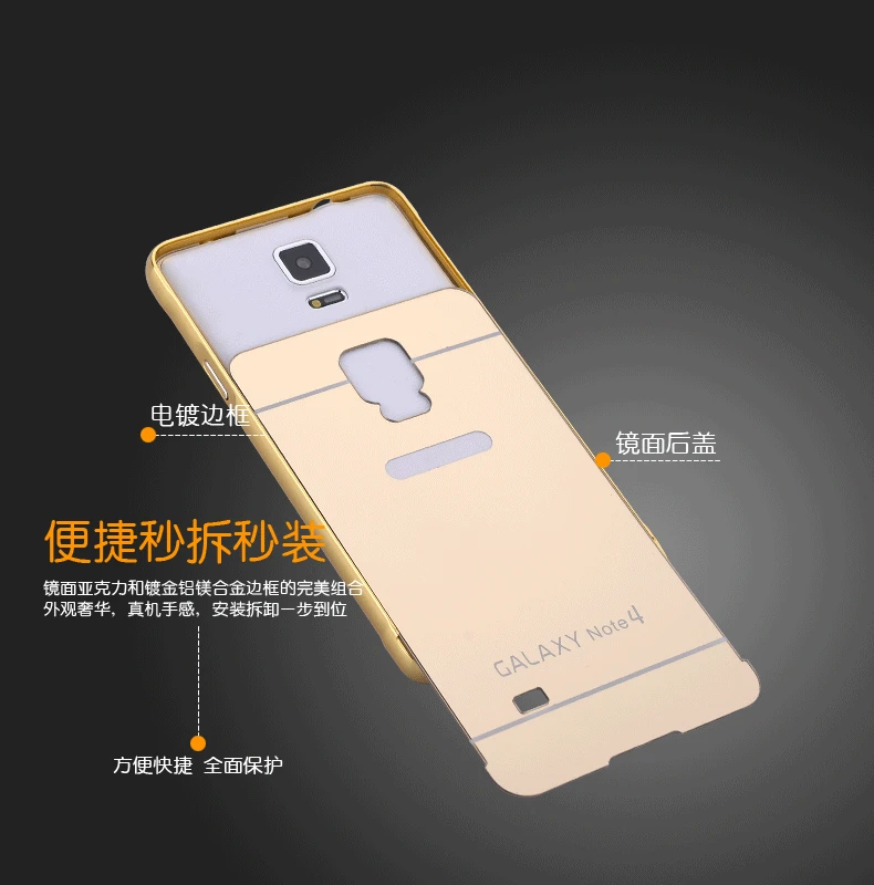 Чехол для samsung Galaxy Note 4 5 3 роскошная алюминиевая рамка пластиковая задняя крышка S6