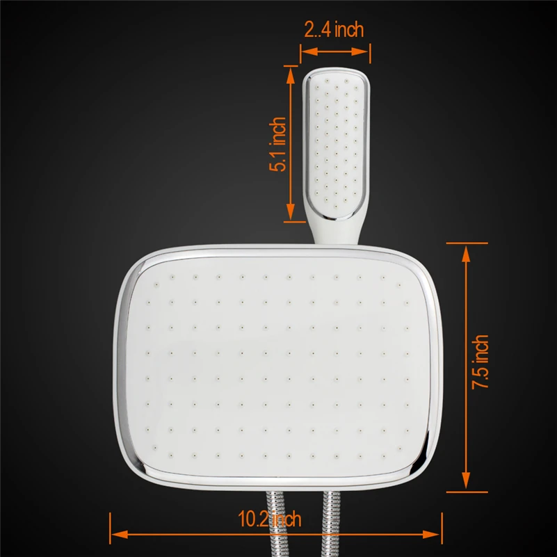 Набор насадок для душа ванной белый экономичный АБС-хром (две насадки s + шланг