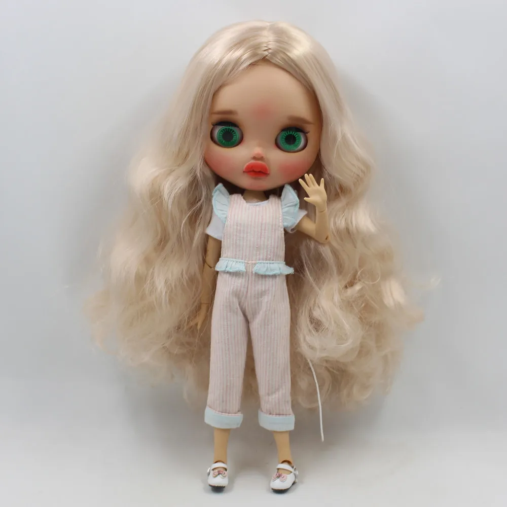 Одежда для кукол DBS blyth icy розовый синий полосатый комбинезон белый с коротким