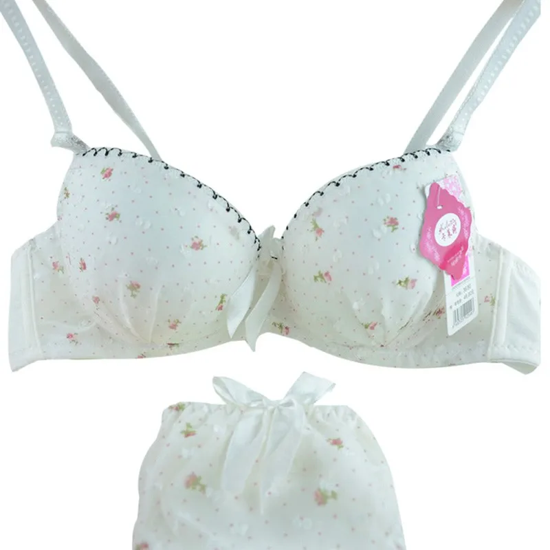 Комплект нижнего белья женский кружевной бюстгальтер с цветочным принтом