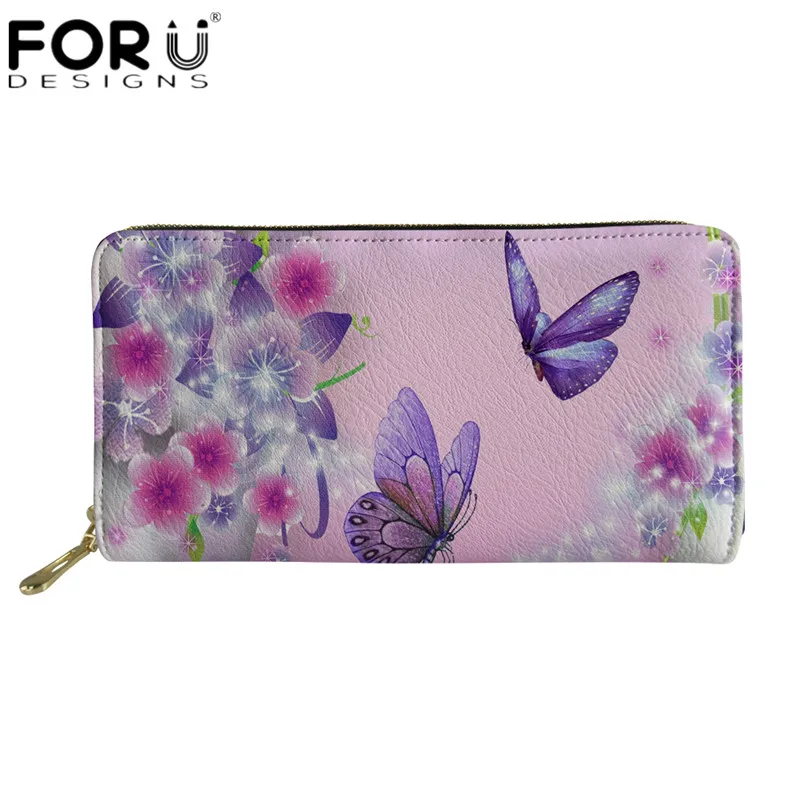 6758Z21 FORUDESIGNS/милый кошелек с изображением животных бабочек, Женский Роскошный кошелек из искусственной кожи, длинные кожаные кошельки для молодых девушек, держатель для карт, чехлы - Цвет: 6758Z21