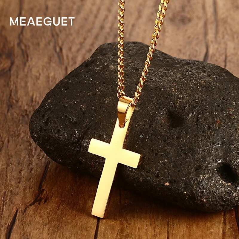 Meaeguet Jewelry Для мужчин крест Ожерелья для женщин Нержавеющая сталь Золото Цвет