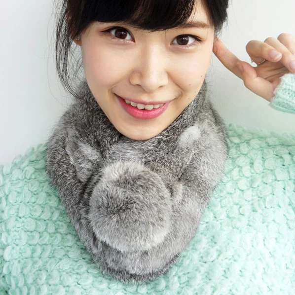 Шарф из натурального кроличьего меха накидка шаль для шеи теплая 7 цветов