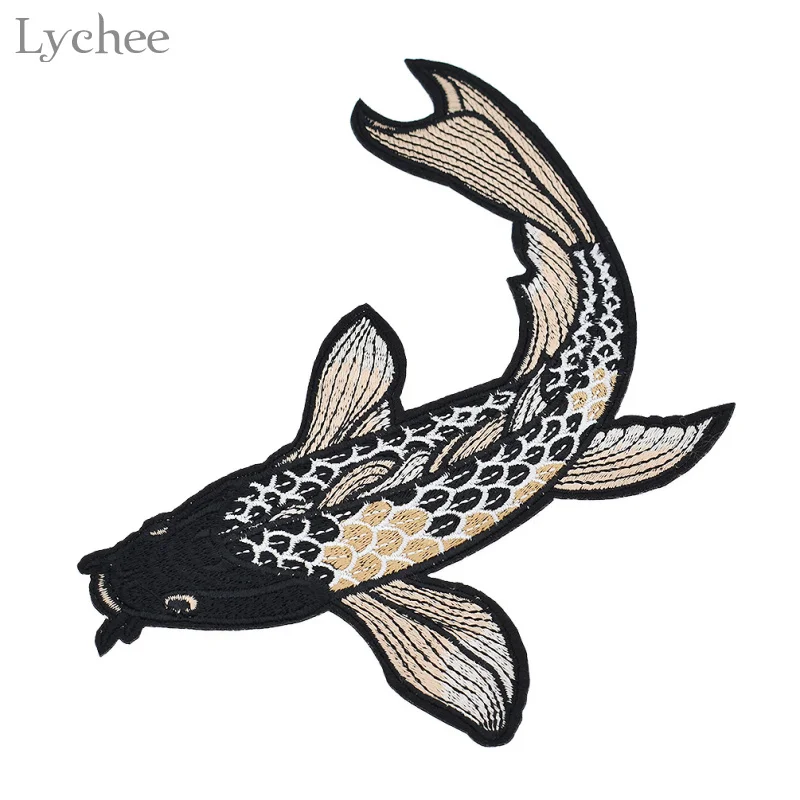 Lychee Life вышитая нашивка с рыбками кои на одежде Мультяшные наклейки для одежды