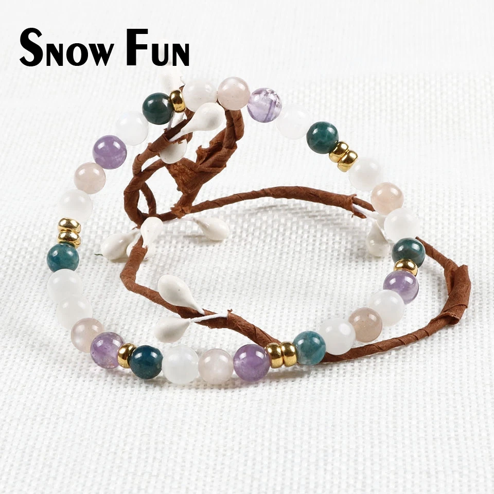 Snow Fun 6 мм разноцветный браслет из натуральных бусин ювелирные изделия высокого