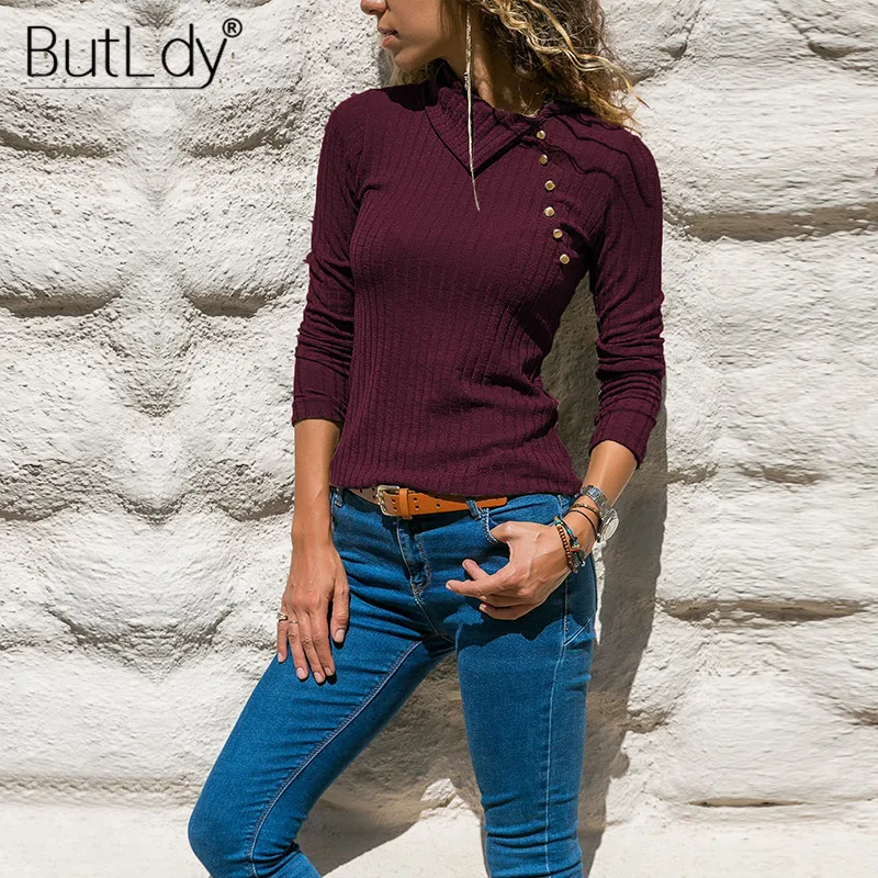 Side Button Sweater Women Knitting Pullovers Fashion Autumn Winter 2018 Long Sleeve Jumpers Ladies Black Casual Tops Knitwear | Женская