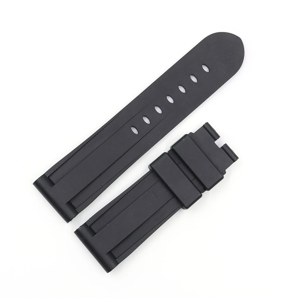 Rolamy 24mm Grey White Black Yellow Orange Brown Waterproof Silicone Rubber Replacement Watch Band Strap For Panerai Luminor