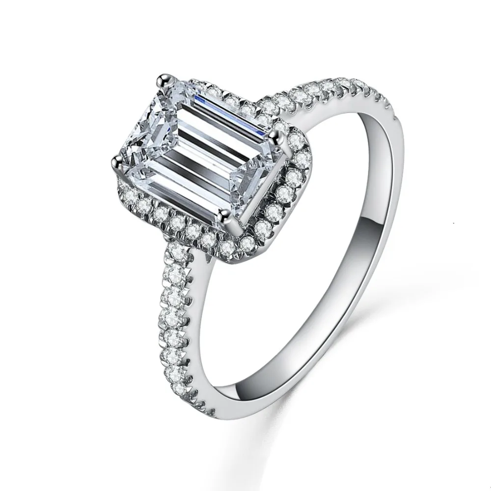 

Romantic 2Ct Emerald Cut Diamond Ring Platinum 950 Ring for Women Luxury Jewelry Christmas Gift R113
