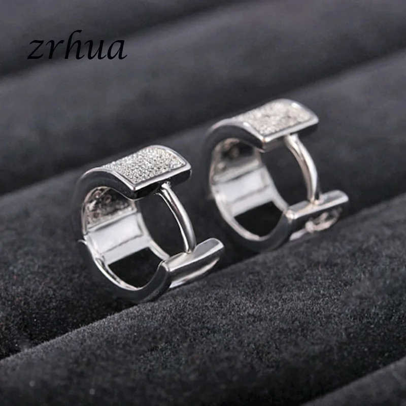 

ZRHUA Top Sale 925 Sterling Silver Earring Classic Geometric Hoop Earrings For Women Girls Party Engagement Bridal Jewelry