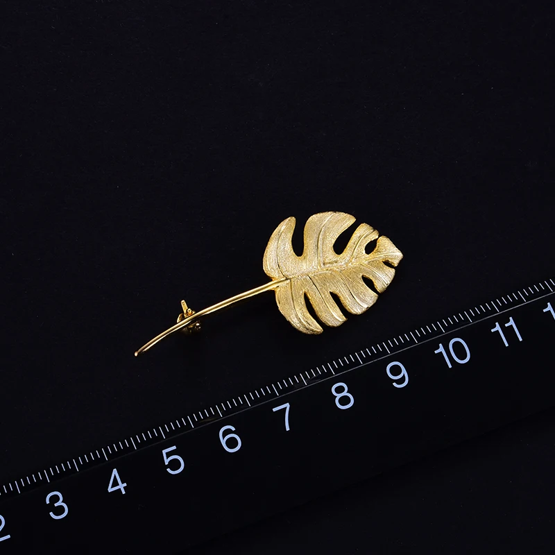 Lotus весело Настоящее 925 пробы серебро ручной работы дизайнер ювелирные украшения 18 К к золото Творческий Monstera Листья Броши для женщин Bijoux
