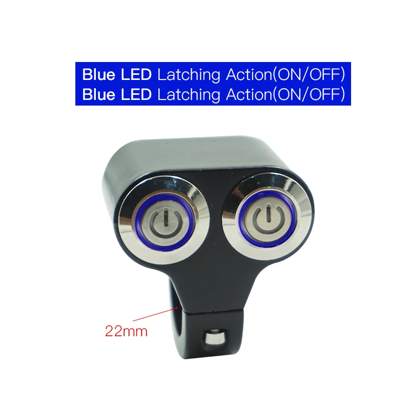 22mm-Latching(B) 22 мм 25 мм руль мотоцикла переключатели ATV мотороллер фара опасности тормозной противотуманный светильник переключатель ВКЛ-ВЫКЛ двойной переключатель управления - Цвет: 22mm-Latching(B)