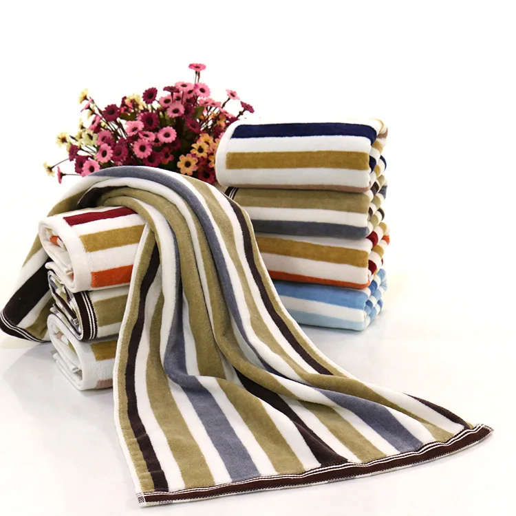 35x75cm Color Strip Thick Cotton Absorbent Washcloth Home Daily Necessities Grooming Face Towel Gym Sports Yoga Bath Towel - Цвет: gray