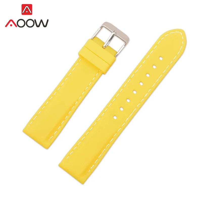 Yellow 16 мм, 18 мм, 20 мм, 22 мм, 24 мм, силиконовый ремешок для часов, спортивный, водонепроницаемый, для мужчин и женщин, быстросъемный браслет, ремешок для передач S3, Ticwatch - Цвет ремешка: Yellow