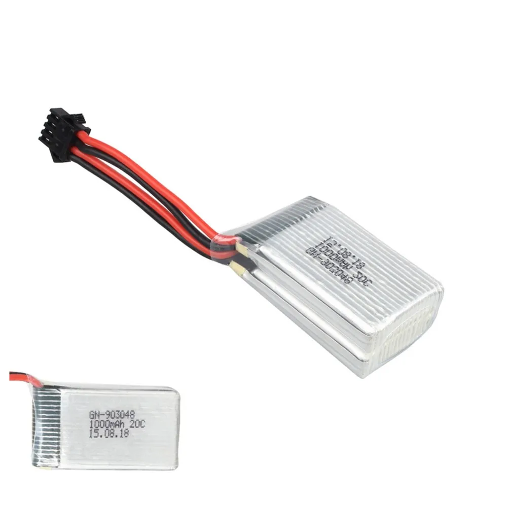 1 шт. Rc Lipo батарея 7 4 В 1000 мАч 20C 2S Li Po SM разъем для Udi U818S U842 RC вертолет