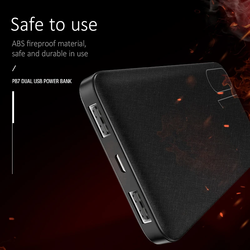 USAMS портативный внешний аккумулятор 10000 мАч тонкий для iPhone Xiaomi huawei Oneplus Dual USB