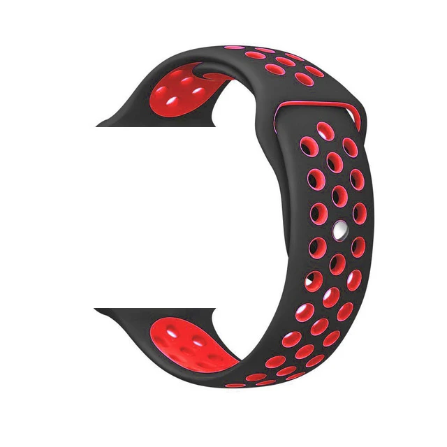 Black Red Smochm красочный сменный NK спортивный силиконовый ремешок для Apple Watch 44 мм 42 мм 40 мм 38 мм серия 4 3 2 1 IWO Sports Edition - Цвет: Black Red