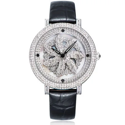 MATISSE модные Австрийские кристаллы поворотный диск большой циферблат кожаный