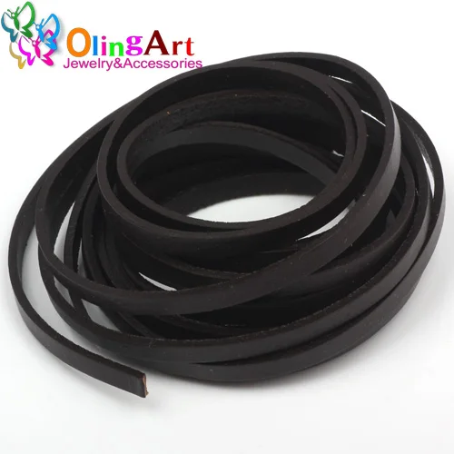 OlingArt 5*2 мм 3YD/лот черный/коричневый/кожаный цвет плоская кожаная веревка/Шнуры DIY ожерелье браслет серьги колье Изготовление ювелирных изделий - Цвет: BZP05020 3YD Dbrown