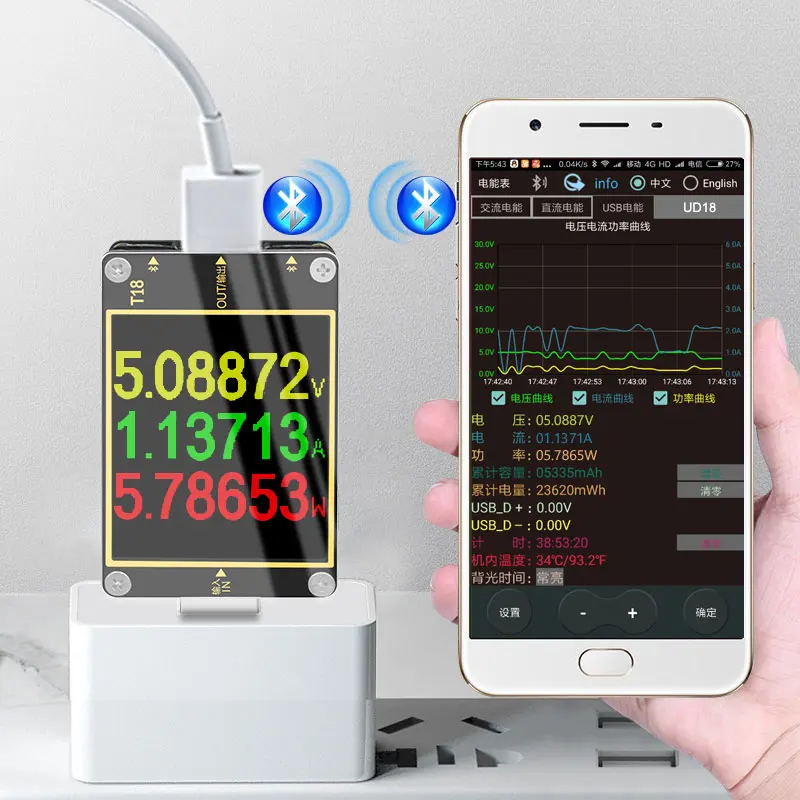T18 18 в 1 USB тестер T18 цифровой вольтметр Амперметр voltimetro dc мощность вольт метр ток напряжение доктор 1," PD qc3.0 детектор - Цвет: T18