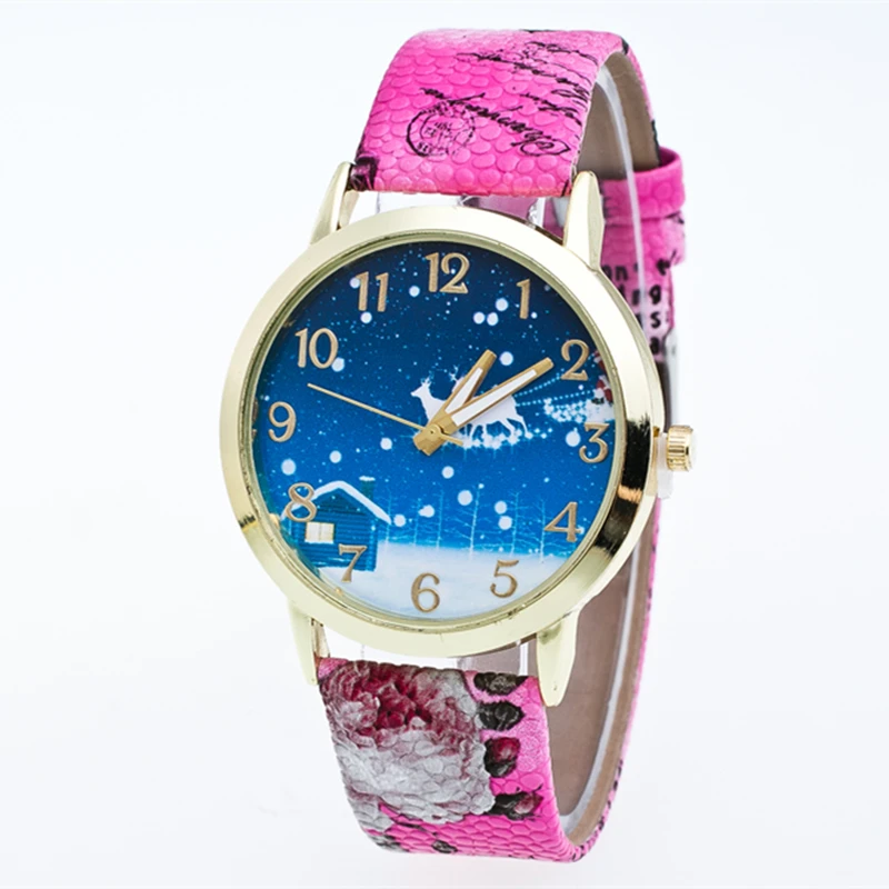 Новые модные часы для девочек сказочные рождественские с северным оленем