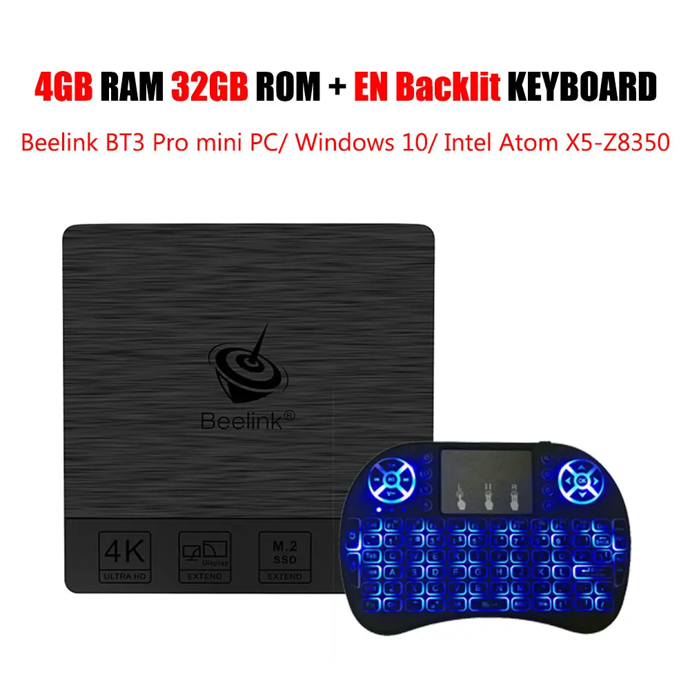 Мини-ПК Beelink BT3 Pro 2,4/5,8 GHz WiFi Bluetooth 4,0 Max 4GB ram+ 64GB rom 64 bit PK Beelink AP42 - Цвет: 4G 32 EN Backlit