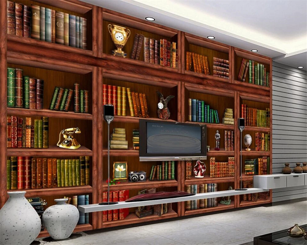 3D фотообои Beibehang натуральный книжный шкаф Фреска для спальни гостиной дивана