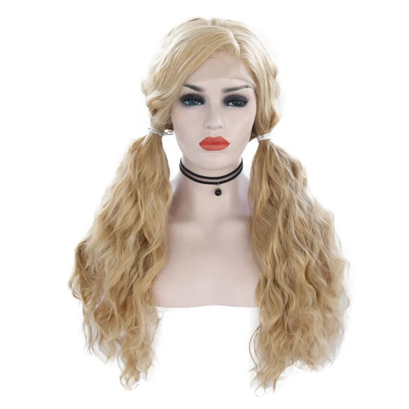 JOY&BEAUTY 24Inch Long Deep Wave Synthetic Lace Front Wig Light Brown High Temperature Fiber For Women Wig