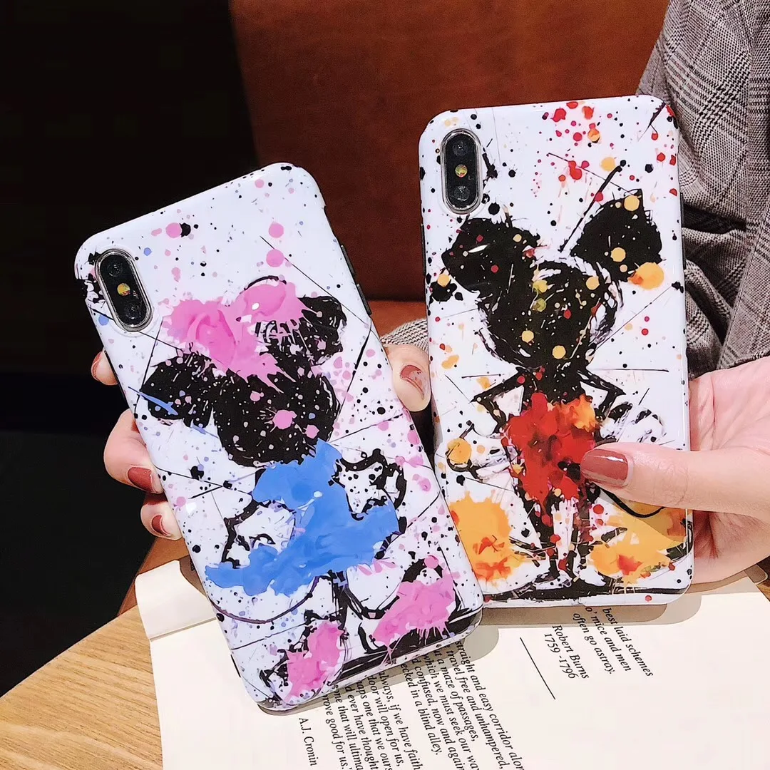 Классический чехол для телефона с рисунком Микки и Минни iPhone 7 8 6 S Plus X Xs Max Xr Cute doodle