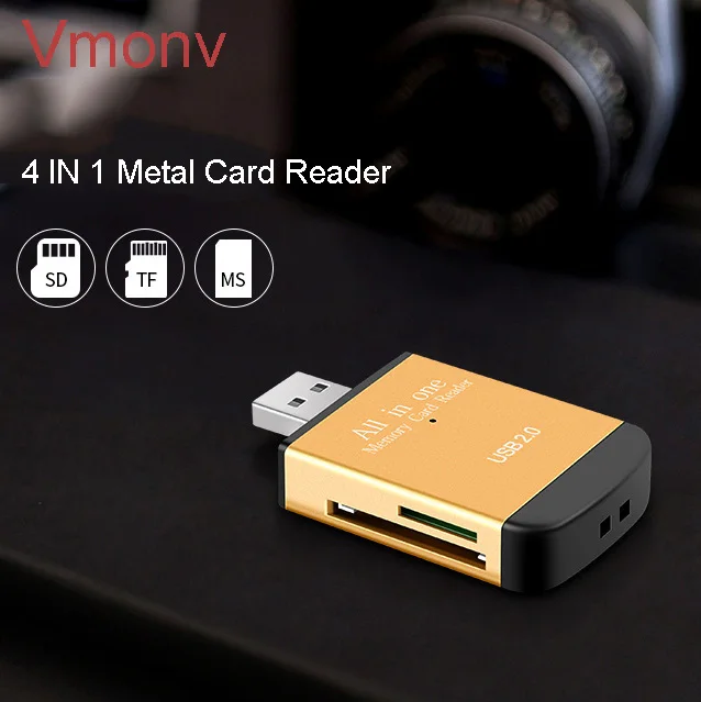 

Кардридер Vmonv для карт памяти SD,TF,MMC,SDHC, MS, разные цвета, для ПК