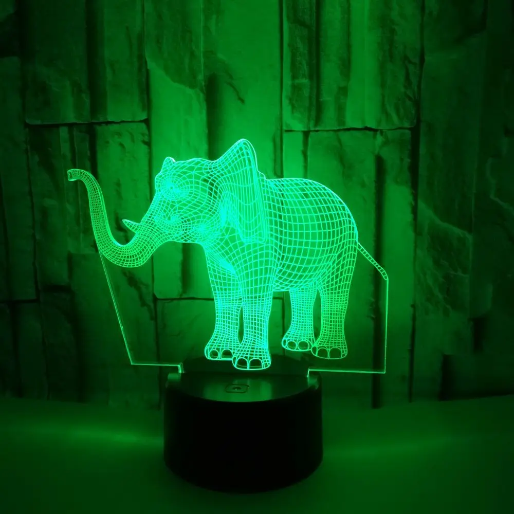 3d иллюзия в виде слона 7 цветов сенсорный выключатель светодиодный ночник USB