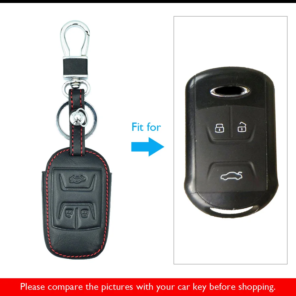 Чехол для ключей из натуральной кожи ATOBABI Chery Tiggo 3 5 ARRIZO 7 E3 E5 Bonus Button Smart Auto Remote Fob Shell