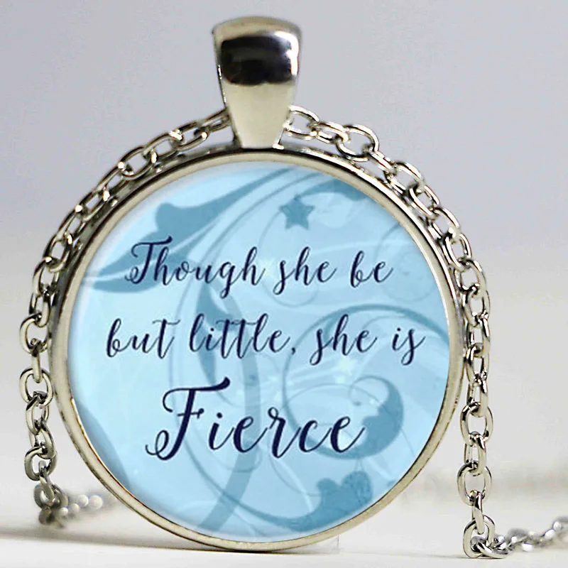 Ожерелье с подвеской надписью She Be But Little Is Fierce|quote necklace|little necklacelogo necklace |