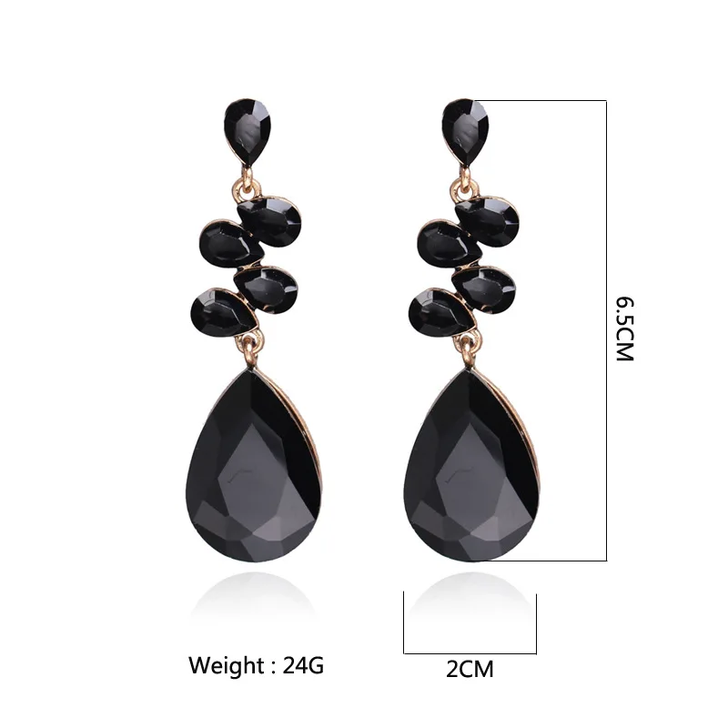 YONGMAN JEWELRY черный кристалл воды серьги Длинные Teardrop Винтаж вечерние свадебные