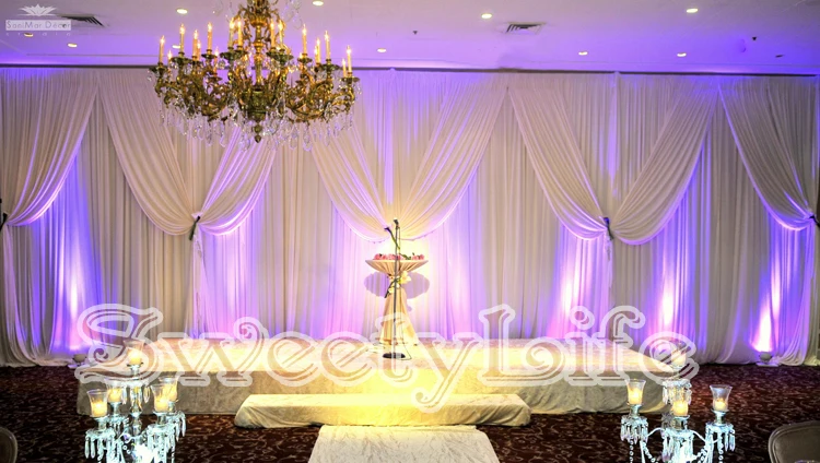 

Pure White wedding Backdrop drapery decoration with wonderful swags party props