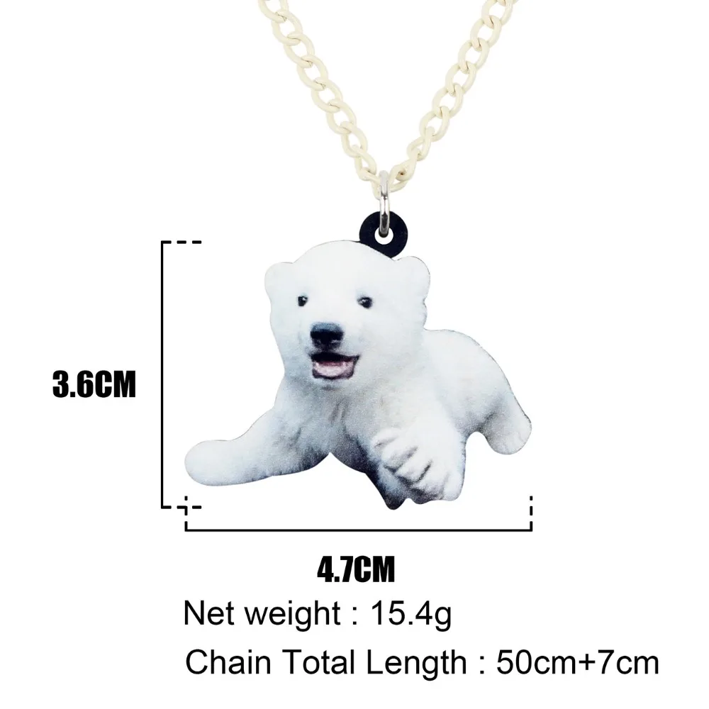 WEVENI Original Acrylic Happy Polar Bear Necklace Pendant Chain Anime Animal Jewelry For Women Girls Bijoux 2018 Gift Dropship | Украшения